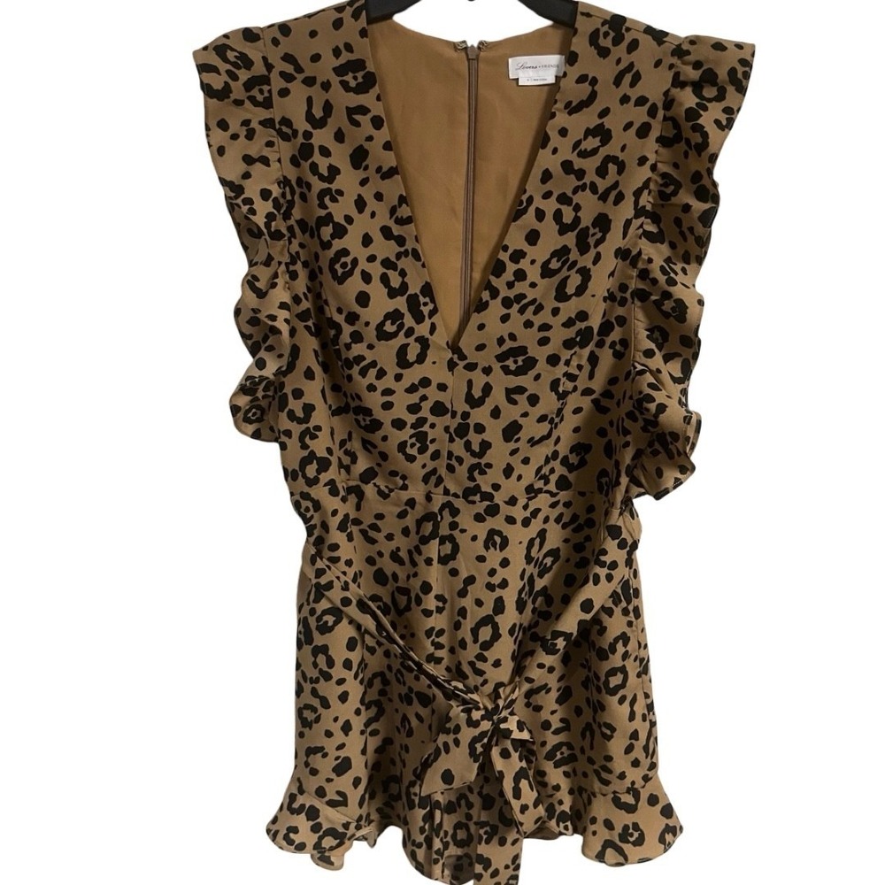 Lovers + Friends Jill Romper Tan Leopard Print Women's Size XL
